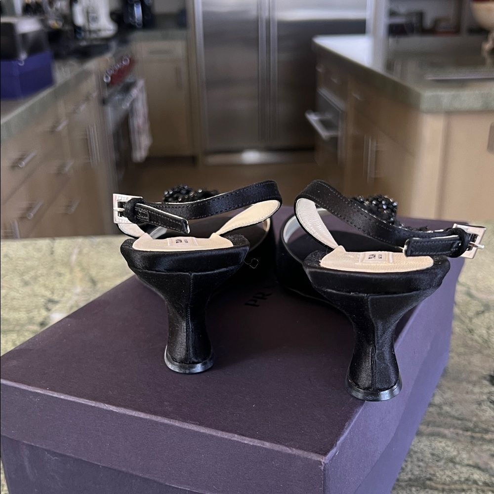 PRADA Black Wedge Sandals with Embellished Detail 38.5 - Picture 6 of 9